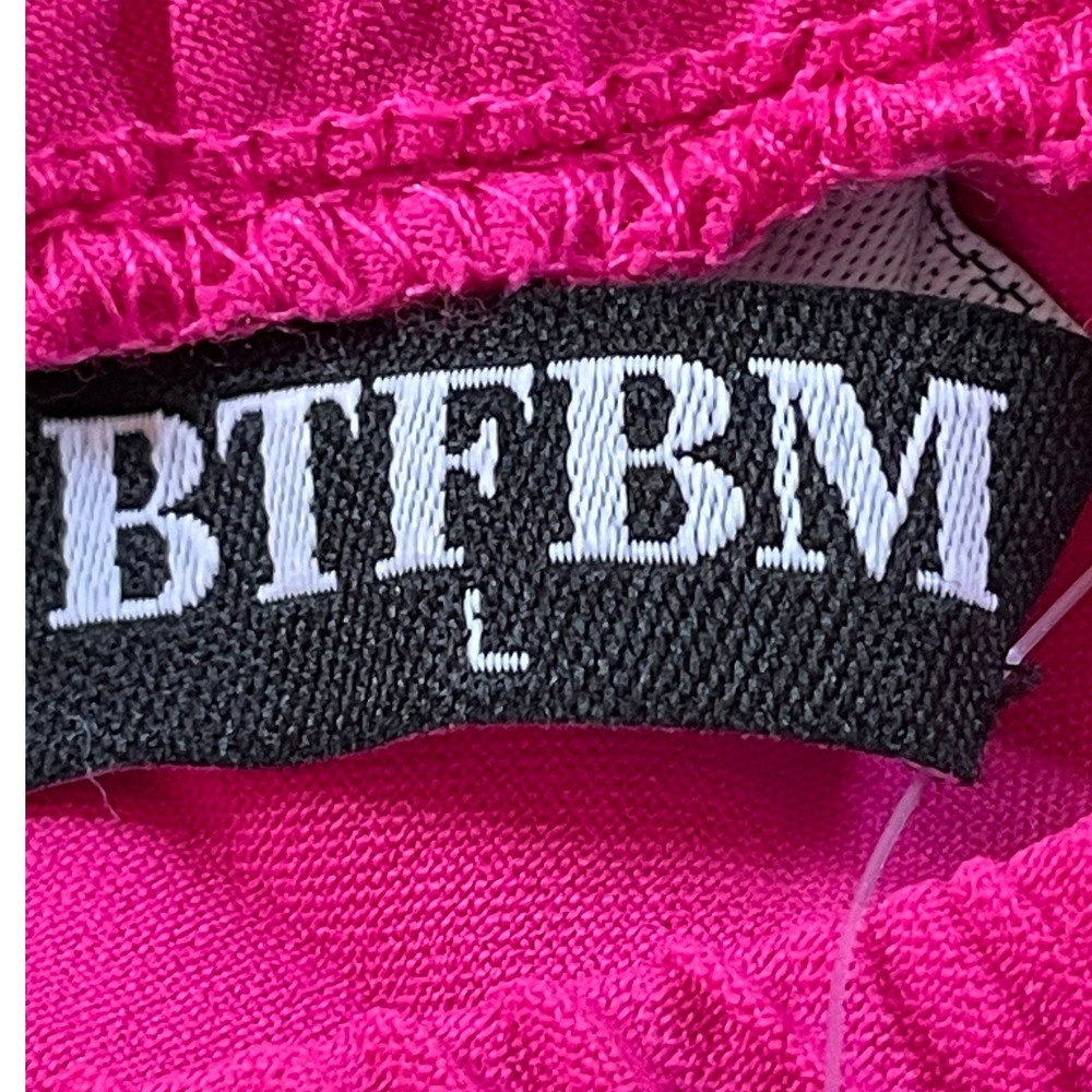 BTFBM Womens Hot Pink One Shoulder Pleated Maxi Dress Belted Size L NEW Formal - Picture 3 of 7